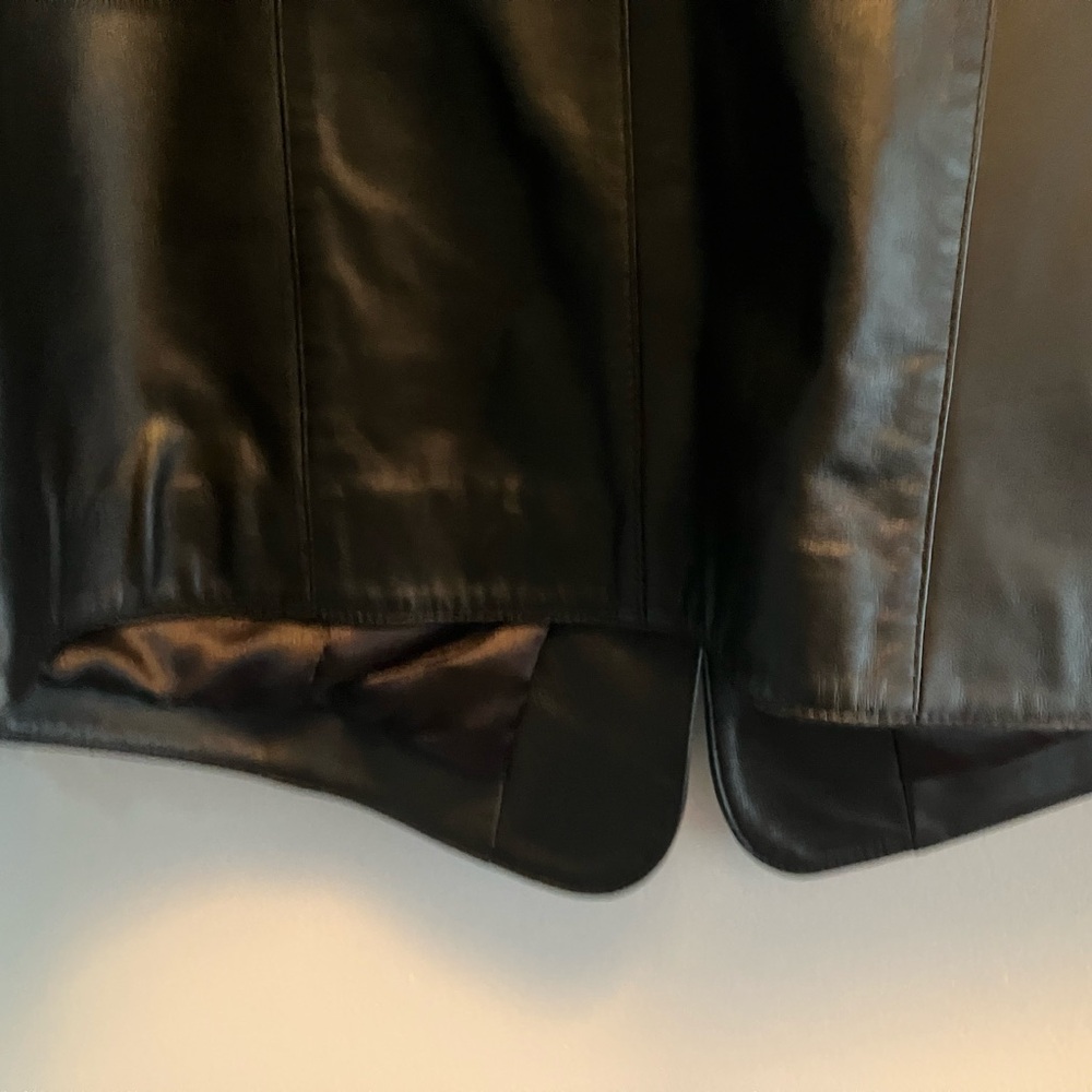 Black Leather Jacket with Lace Cuffs - Picture 5 of 8